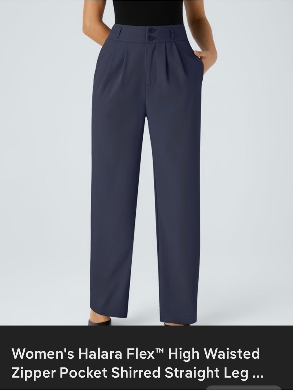 Halara Flex™ High Waisted Zipper Pocket Shirred Straight Leg Work Pants L
